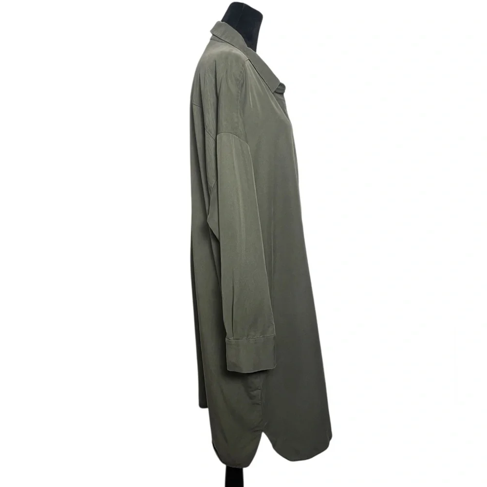 COS Army Green Minimalist Shirt Dress Tunic Size 44 US 12 - Picture 7 of 12